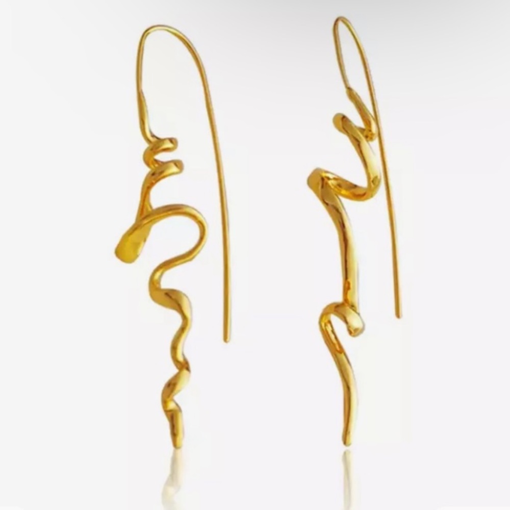 14k Gold Vermeil Handcrafted Earrings 2.5”